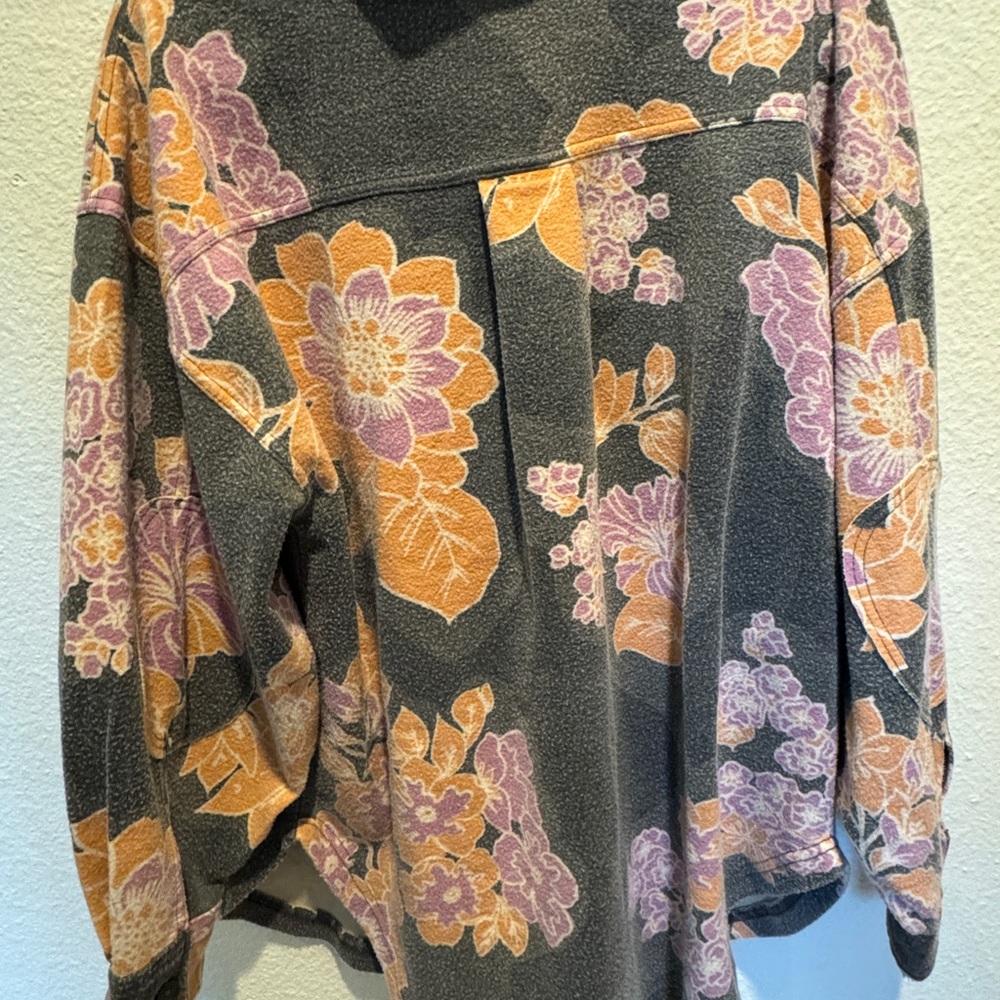 Free People Printed Floral Ruby Shacket/Jacket in Charcoal Small NWT - Picture 11 of 12